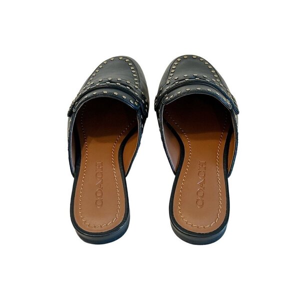 Coach Black Leather Gold Stud Mule (G2667) Women's Size 5.5 B NWOB - Picture 5 of 7